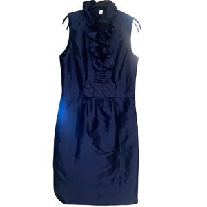NWOT Alfred Sung Evening Blue Ruffle Mock Neck Knee-Length Sheath Dress
